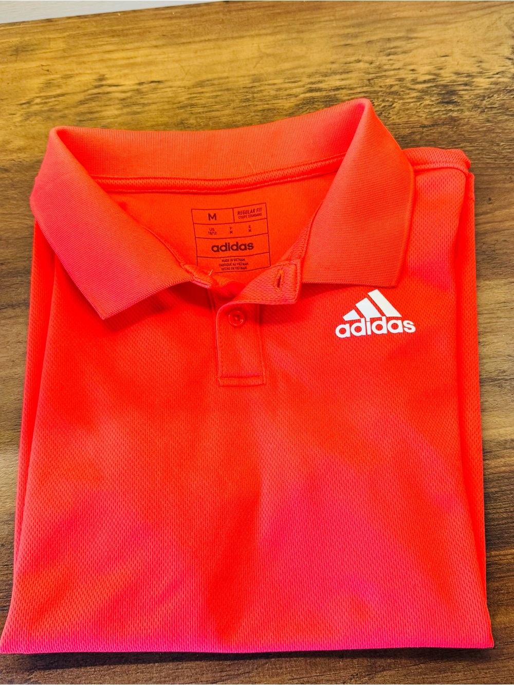 Adidas Youth Polo Shirt Orange 3-Stripe Regular Fit Size M (10/12)